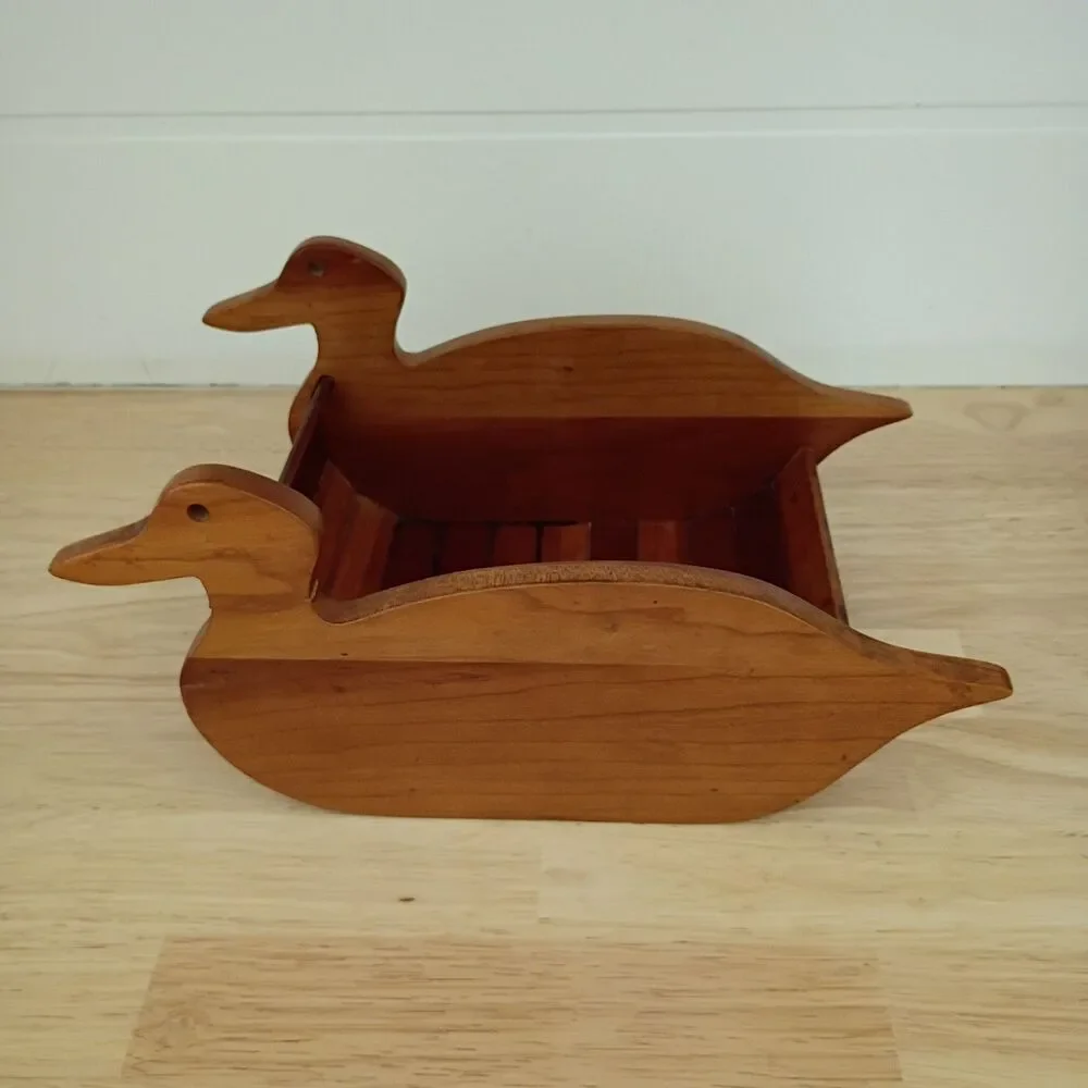 Vintage Wooden Duck Napkin Holder Versatile Farmhouse Country Decor